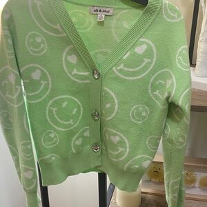 Lime Smiley V-Neck Cardigan
